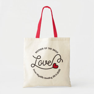 Moeder van de Bride Wedding Love Heart Typografie Tote Bag