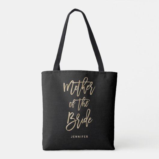 Moeder van de Bride | Zwarte en goudbridale partij Tote Bag (Achterkant)