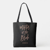 Moeder van de Bride | Zwarte en Roos gouden bruilo Tote Bag (Achterkant)