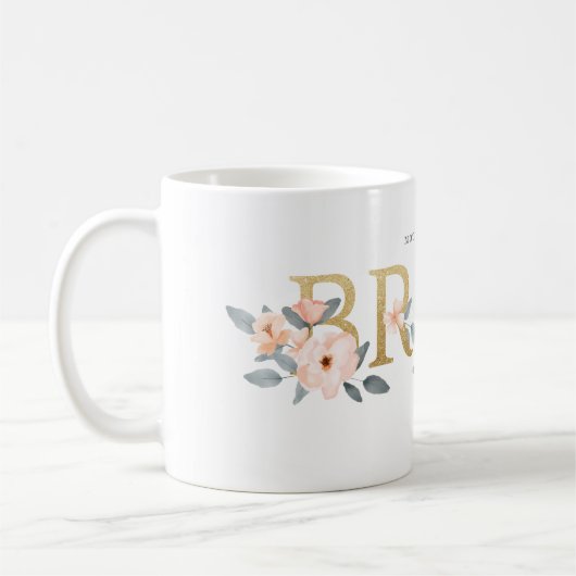 Moeder van de bruid Aquarel Bloem Roze Roos Koffiemok (Links)