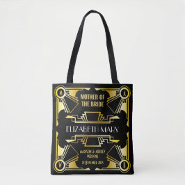 Moeder van de Bruid Art Deco Trouw Goud & Zwart Tote Bag
