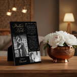 Moeder van de bruid Black Foto's Wedding Keepsake Fotoplaat<br><div class="desc">Echt speciaal en gedenkwaardig moeder-van-de-bruid geschenk van de trouwdag van de dochter plaquette. Geef je moeder een prachtig gepersonaliseerd cadeau op je trouwdag dat ze voor altijd zal koesteren. Dit prachtige gepersonaliseerde huwelijkscadeau heeft twee zwart-wit foto's om twee van je eigen speciale moeder en dochter foto herinneringen weer te geven....</div>