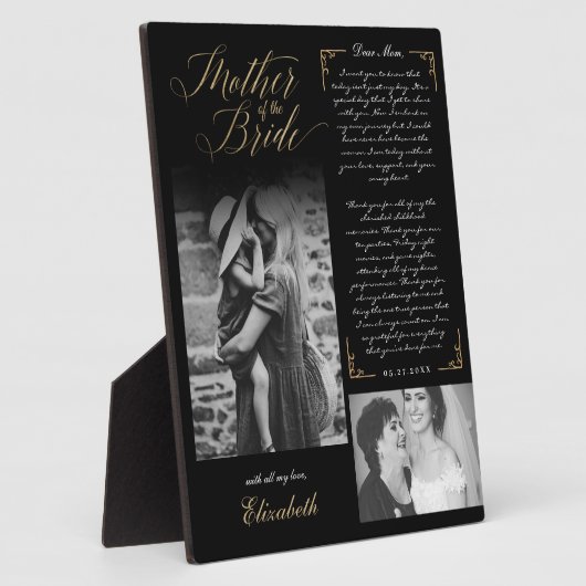 Moeder van de bruid Black Foto's Wedding Keepsake Fotoplaat (Zijkant)