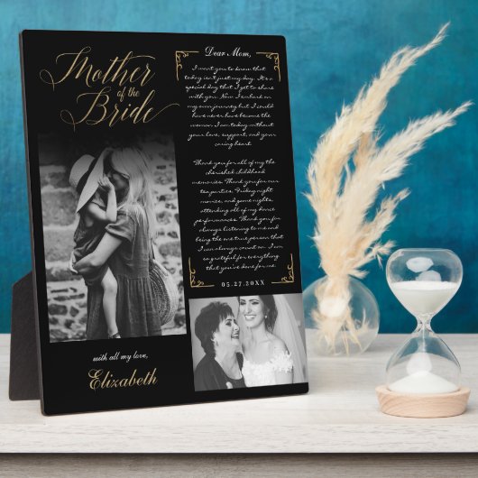 Moeder van de bruid Black Foto's Wedding Keepsake Fotoplaat (Zijkant)
