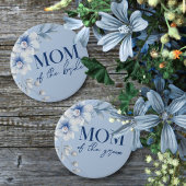 Moeder van de bruid Blauw bloemig bruidsfeest lint Ronde Button 5,7 Cm