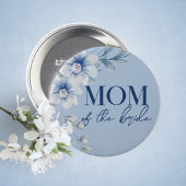 Moeder van de bruid blauwe bloem bruiloft button