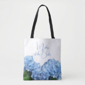 Moeder van de Bruid Blauwe Hemel Hydrangea Tote Bag (Voorkant)