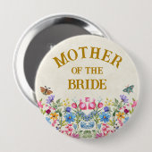 Moeder van de bruid bloem vlinder bruidsfeest ronde button 4,0 cm (Voorkant /achterkant)