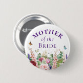 Moeder van de Bruid - Bloemige Vlinder Ronde Button 5,7 Cm (Voorkant /achterkant)