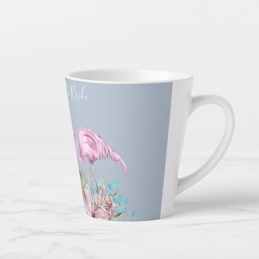 MOEDER-VAN-DE-BRUID Blozende Flamingo Tropisch Huw Latte Mok (Rechts)