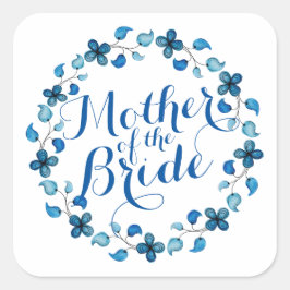Moeder van de bruid Blue Floral bruiloft Sticker
