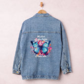 Moeder van de bruid Bruiloft Vlinder Roze Bloem Denim Jacket (Hangar)