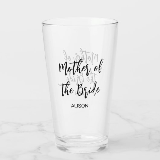 Moeder van de bruid Bruiloft Zwart Wit Glas Cup (Achterkant)