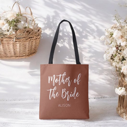 Moeder van de bruid bruin witte bruiloft  tote bag