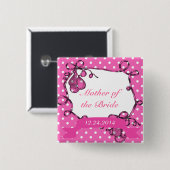 Moeder van de bruid-/bruinbruidknoop vierkante button 5,1 cm (Voorkant /achterkant)