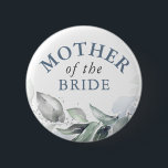 Moeder van de Bruid - Elegant Groene Gouden Blader Ronde Button 5,7 Cm<br><div class="desc">Waterverf bladeren groen en stoffig blauwe gebladerte bruidsdouche,  trouwknoppen</div>