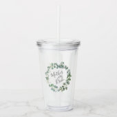 Moeder van de bruid Eucalyptus krans bruiloft Acryl Drinkbeker (Voorkant)