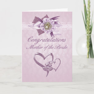 Moeder van de bruid Felicitatiekaart in roze Kaart