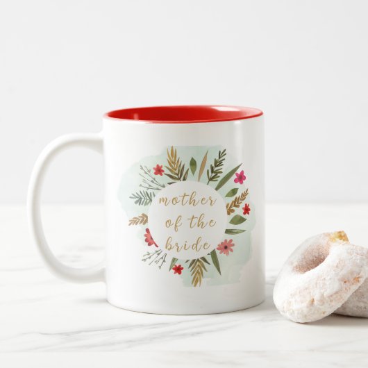 Moeder van de bruid Floral Red Coffee Mok (Met donut)
