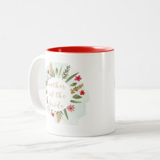 Moeder van de bruid Floral Red Coffee Mok (Voorkant links)