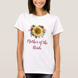 Moeder van de bruid Floral Zonnebloem Bourgondië R T-shirt