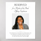 Moeder van de bruid foto Stoel reserveren Trouwher Poster (Voorkant)
