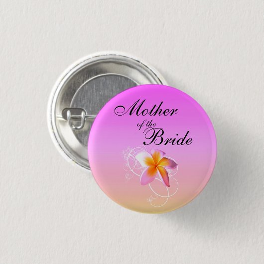 Moeder van de bruid-Frangipani bruiloft Ronde Button 3,2 Cm (Voorkant /achterkant)