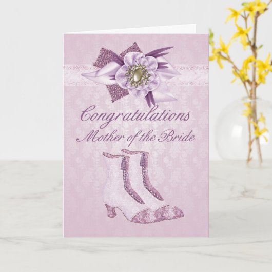 Moeder van de bruid Gefeliciteerd kaart met flow (Gele Bloem)