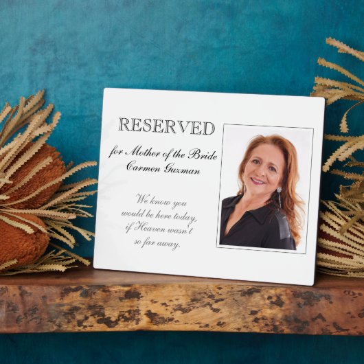 Moeder van de bruid gereserveerde fotobord bruilof fotoplaat (Zijkant)