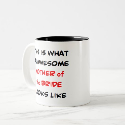 moeder van de bruid, geweldige tweekleurige koffiemok (Voorkant links)