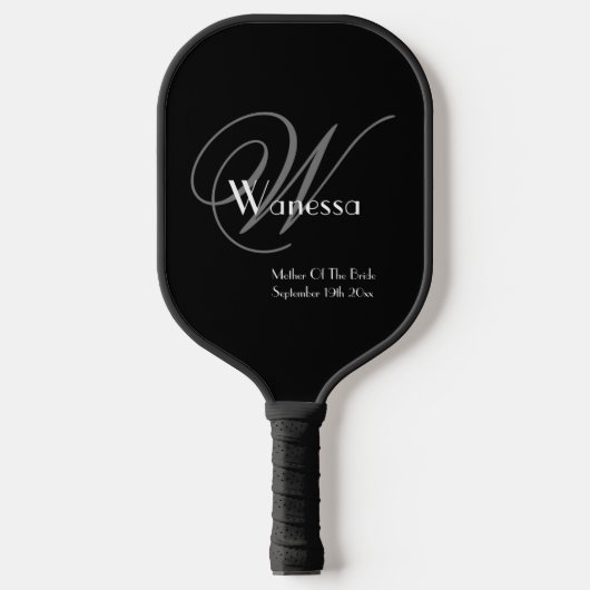 Moeder van de bruid Gift Elegante Monogram Script  Pickleball Paddle (Voorkant)