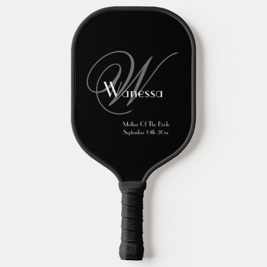 Moeder van de bruid Gift Elegante Monogram Script Pickleball Paddle (Achterkant)