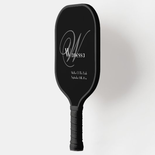 Moeder van de bruid Gift Elegante Monogram Script Pickleball Paddle (Links)