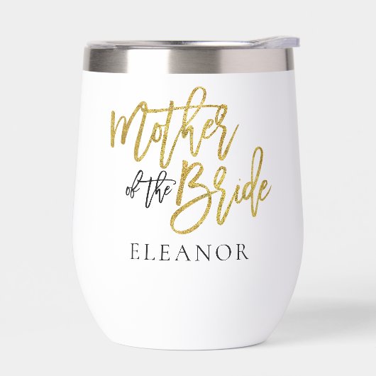 Moeder van de bruid Gift Naam Zwart Goud Glitter (Links)