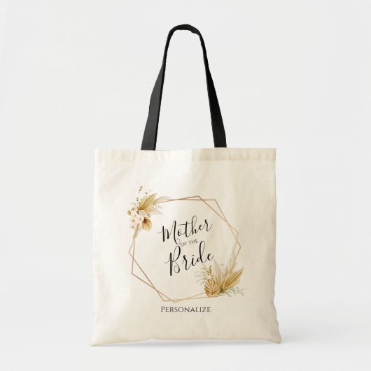 Moeder van de Bruid - Goud Tropisch Bloemmotief Tote Bag (Voorkant)
