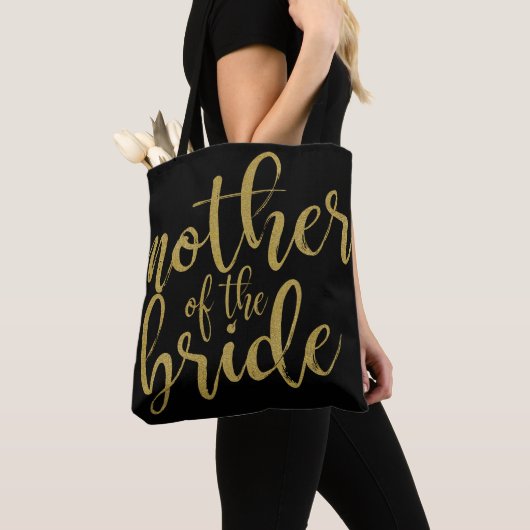 Moeder van de Bruid Gouden Glitter Calligrafie Tote Bag (Dichtbij)