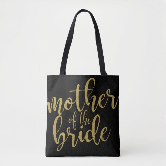 Moeder van de bruid Gouden Glitter Kalligrafie Tote Bag (Voorkant)