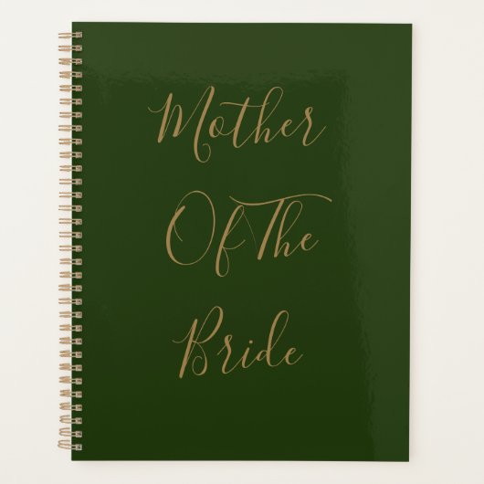 Moeder van de bruid Gouden Groene Bruiloften Gift  Planner (Voorkant)