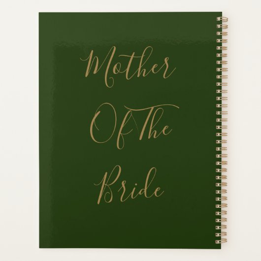Moeder van de bruid Gouden Groene Bruiloften Gift Planner (Achterkant)