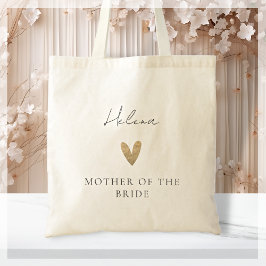 Moeder van de bruid Gouden Hart Modern Script Tote Bag