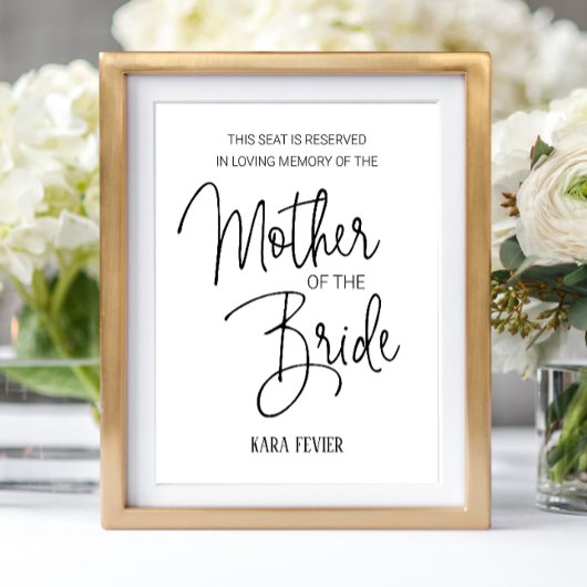 Moeder van de Bruid Herdenkings Stoel Huwelijk Poster