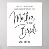 Moeder van de Bruid Herdenkingsstoel Gereserveerd  Poster (Voorkant)