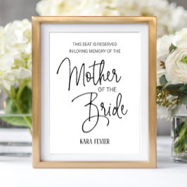 Moeder van de Bruid Herdenkingsstoel Huwelijk Poster