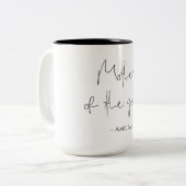 Moeder van de bruid | huwelijksfeest en hart tweekleurige koffiemok (Voorkant links)