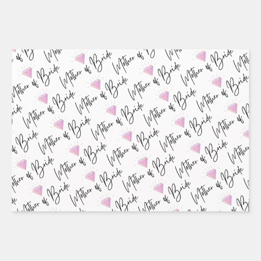 Moeder van de bruid inpakpapier plat vel set van 3 (Voorkant)