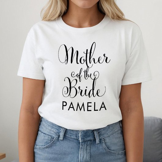 Moeder van de bruid kalligrafie naam t-shirt