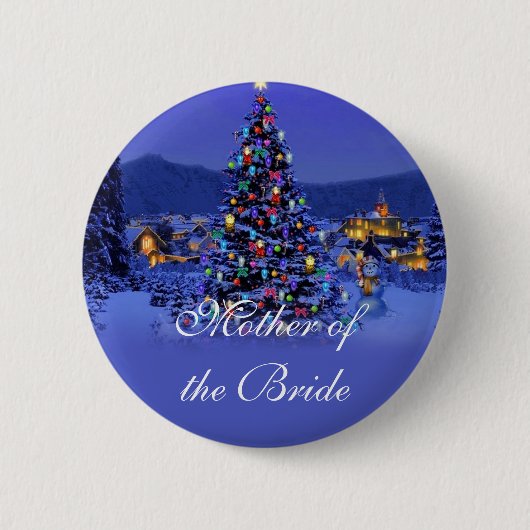 Moeder van de bruid, kerstvakantie bruiloft ronde button 5,7 cm (Voorkant)