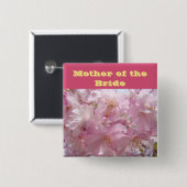 Moeder van de bruid knopen Roze Bloesem Bloemen Vierkante Button 5,1 Cm (Voorkant /achterkant)