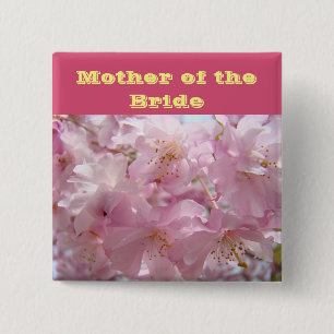 Moeder van de bruid knopen Roze Bloesem Bloemen Vierkante Button 5,1 Cm