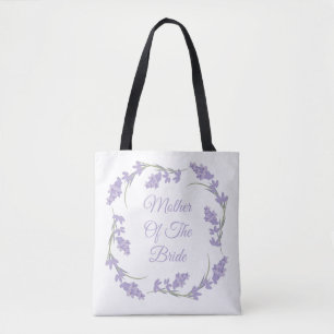 Moeder van de bruid lavendel bloemenkrans tote bag